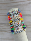 Friendship Personalized Name Beaded Bracelet Custom Clay Bead Bracelet Gold Accent Stacking Jewelry for Women and Teens Gift Idea