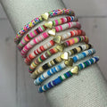 Personalized Heishi Bead Bracelet: Gold Heart, Custom Name