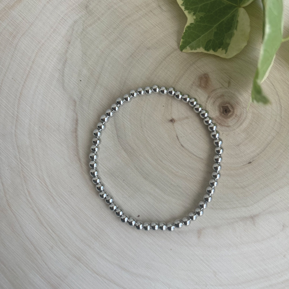 Stackable Beaded Stretch Bracelet: Gold, Silver, Rose Gold