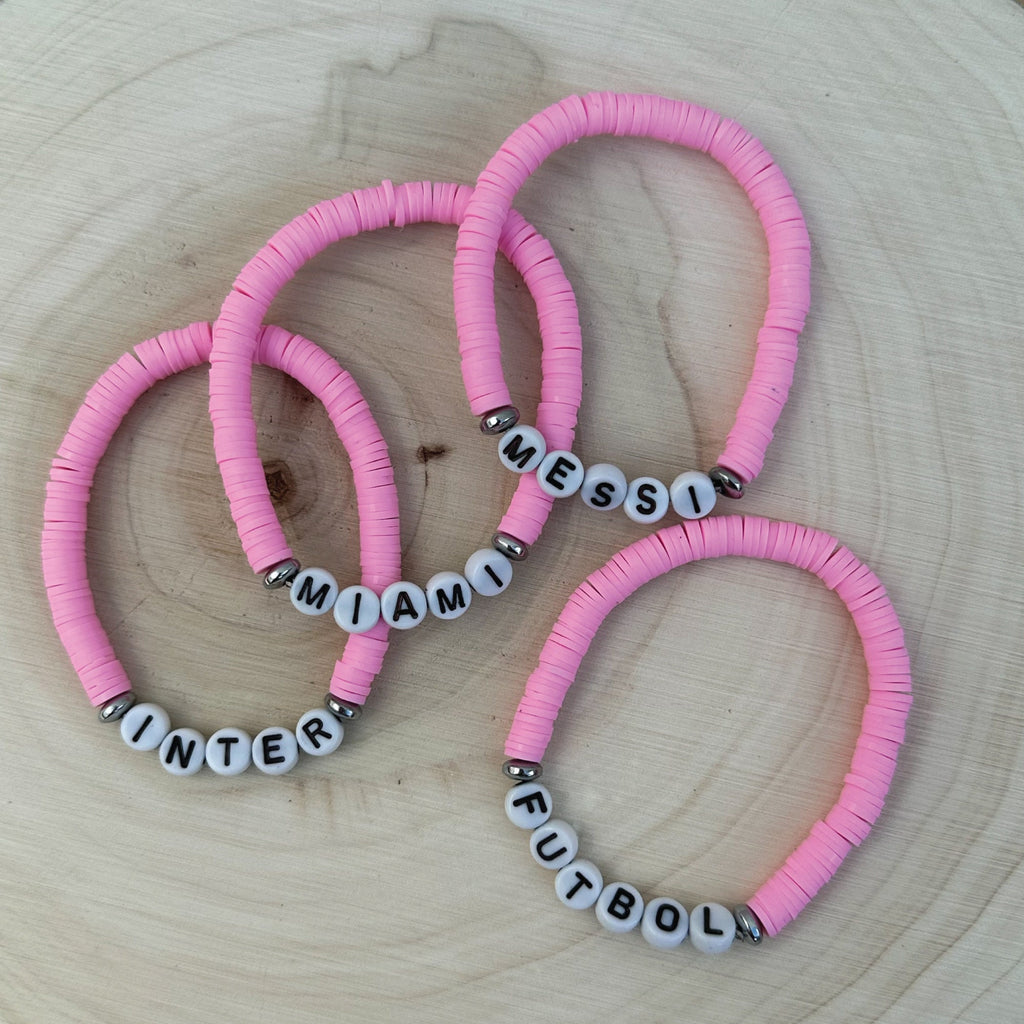 Inter Miami Messi Bracelet: Custom Name Heishi Clay Bead Bracelet