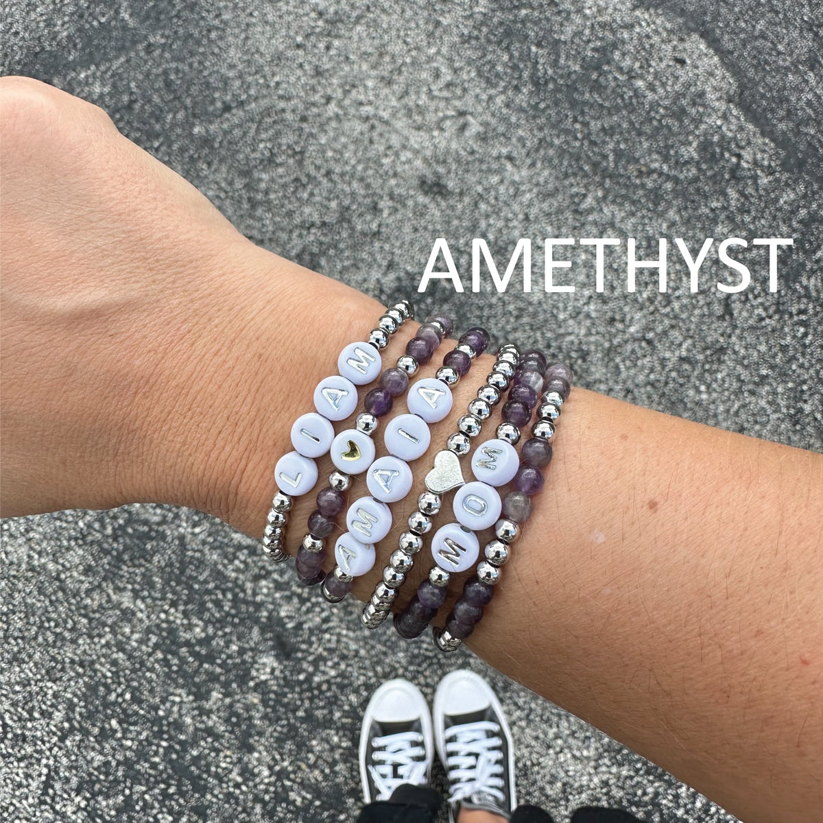Custom Name Beaded Bracelet Stacking Mama & Kids Bracelet Gift