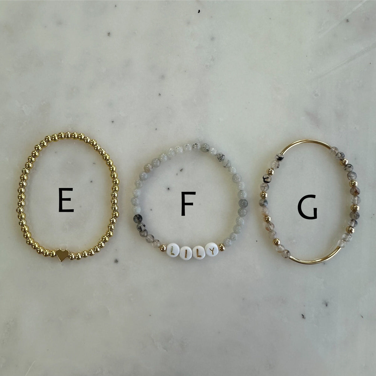 Personalized Gray Agate Beaded Bracelet: Custom Name, Friendship Gift