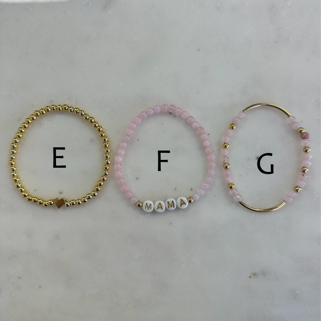 Personalized Rose Quartz Beaded Bracelet: Custom Name Stacking Bracelet