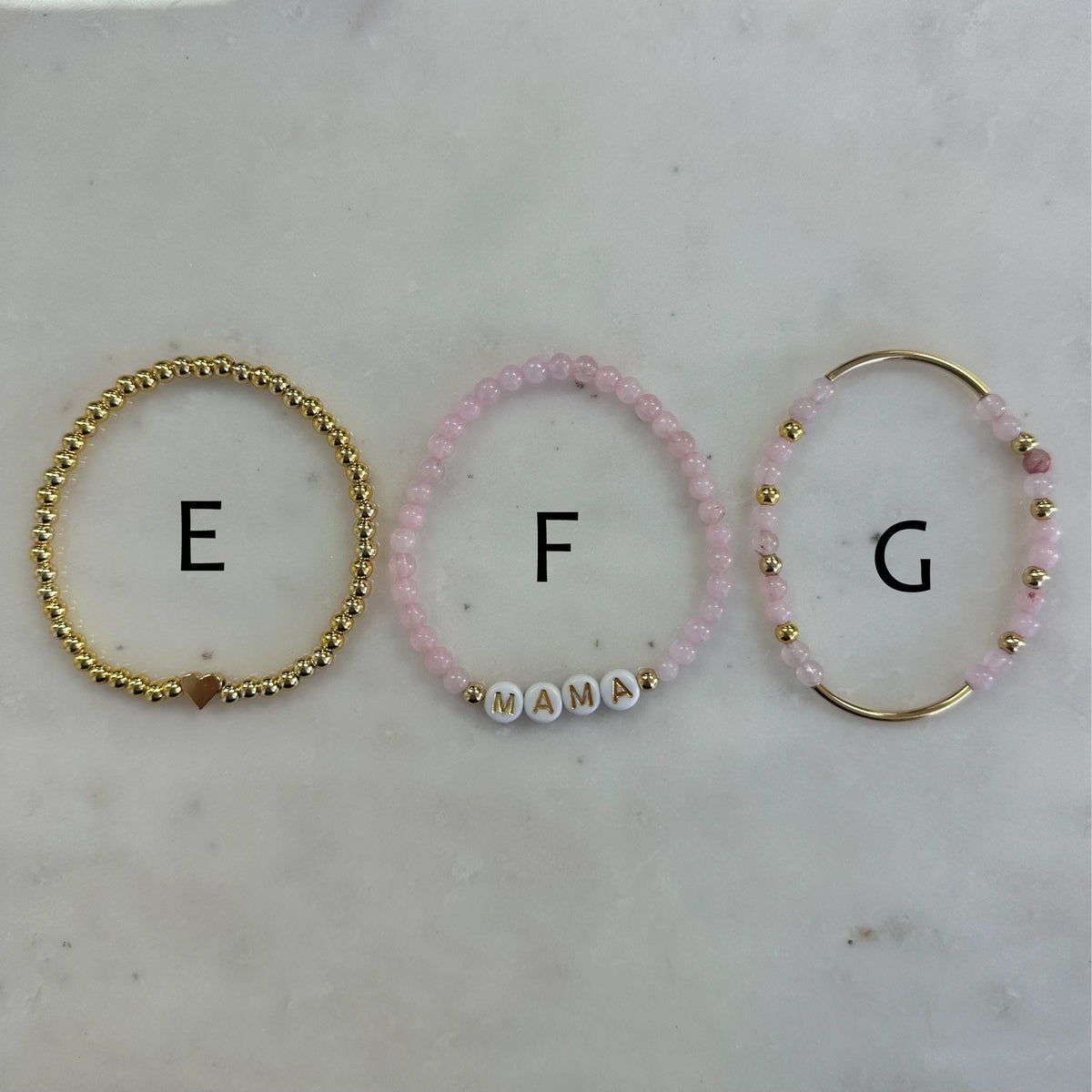Personalized Rose Quartz Beaded Bracelet: Custom Name Stacking Bracelet