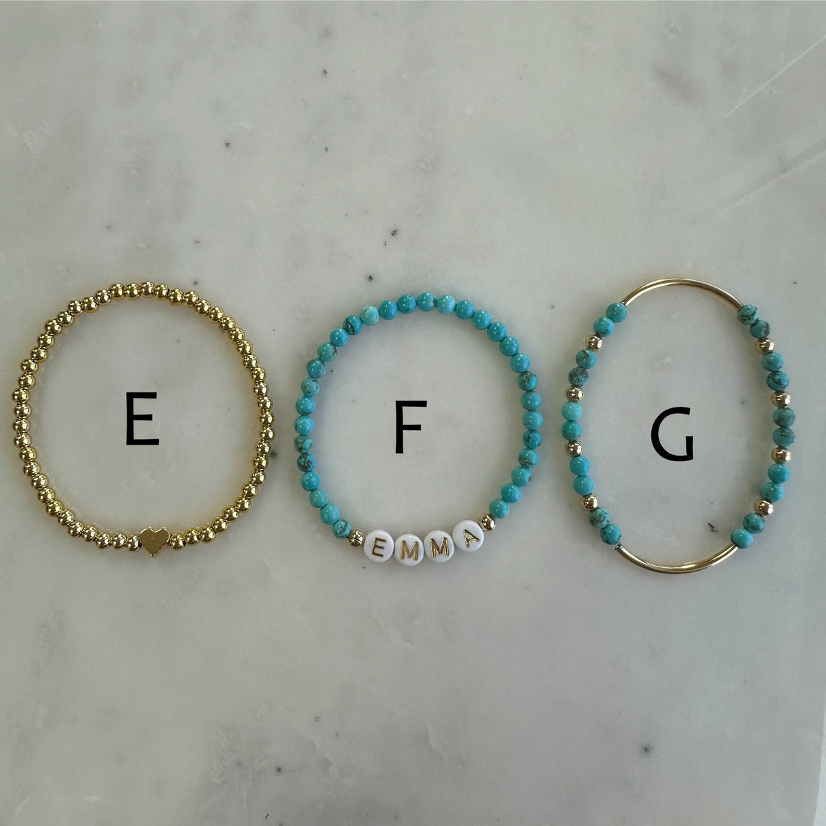Personalized Turquoise Beaded Name Bracelet: Custom Friendship Gift