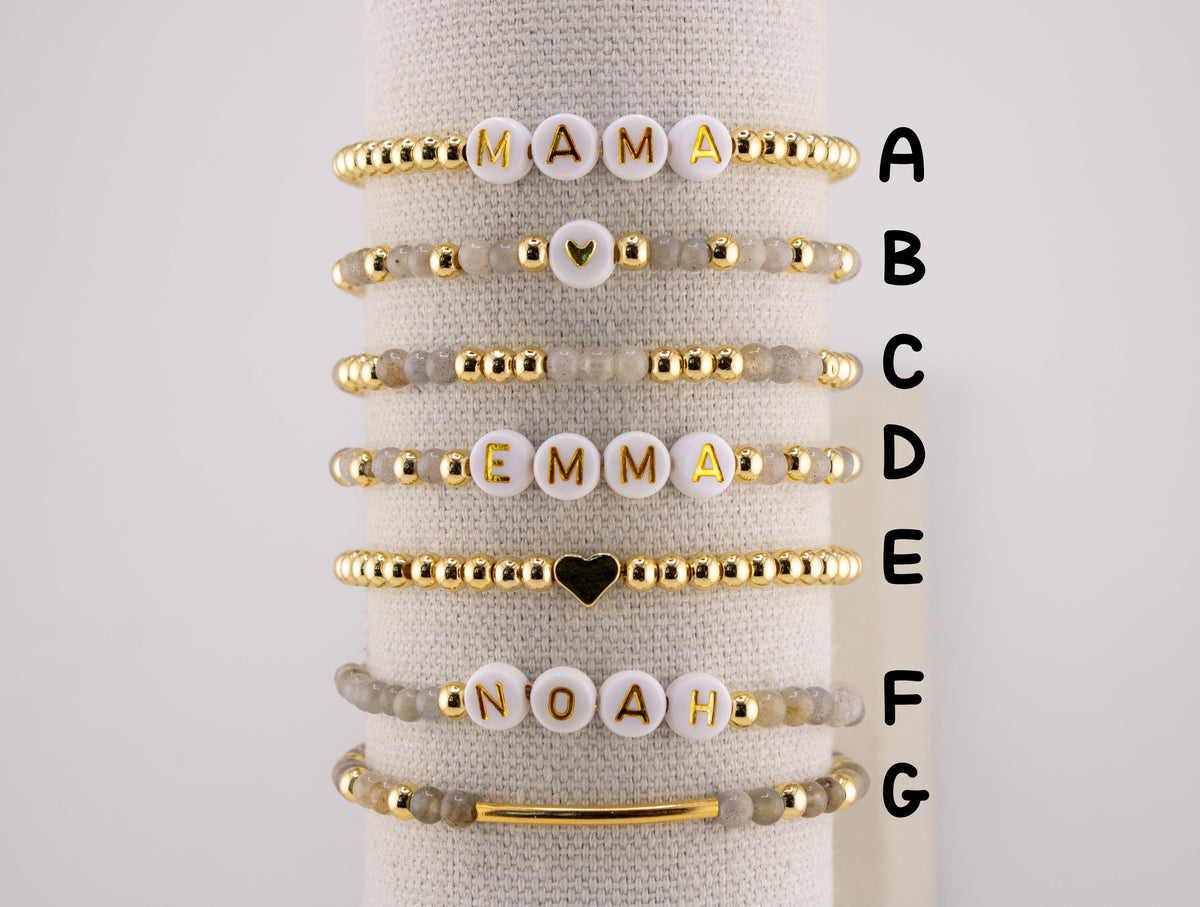 Personalized Name Beaded Bracelet: Stacking Word Bracelet