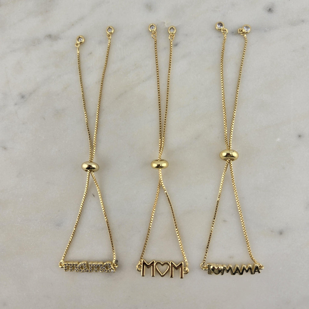 Personalized Gold 'Mama' Bracelet: Heart Charm, Custom Name Jewelry