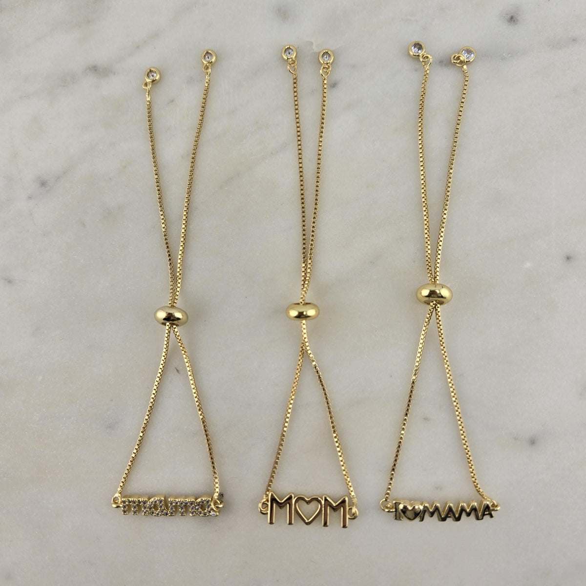 Personalized Mama Bracelet: Custom Gold Name, Dainty Heart Charm