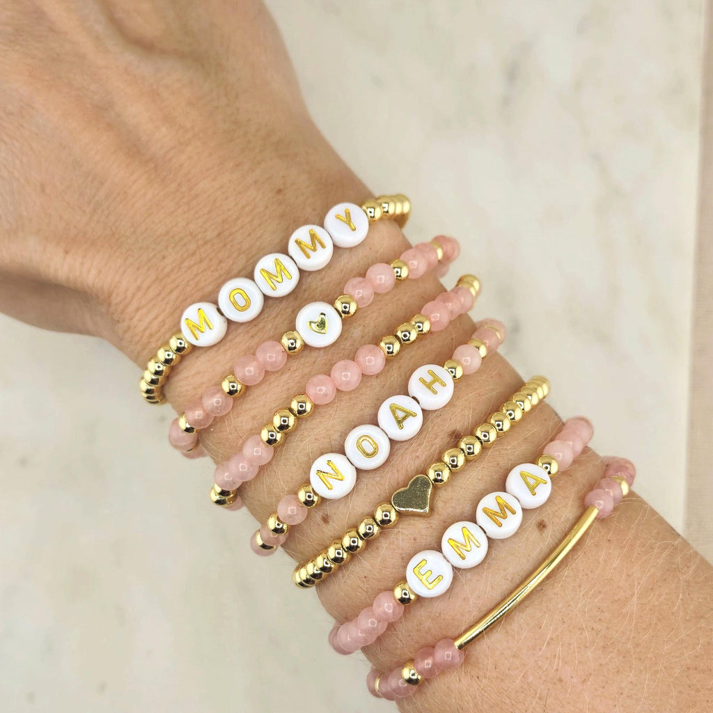 Personalized Name Beaded Bracelet: Stacking Word Bracelet