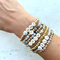 Personalized Word Bracelet Stacking Mama Bracelet Kids Name Custom Name Beaded Bracelet Strech Personalized Gift Idea Custom Jewelry Gold