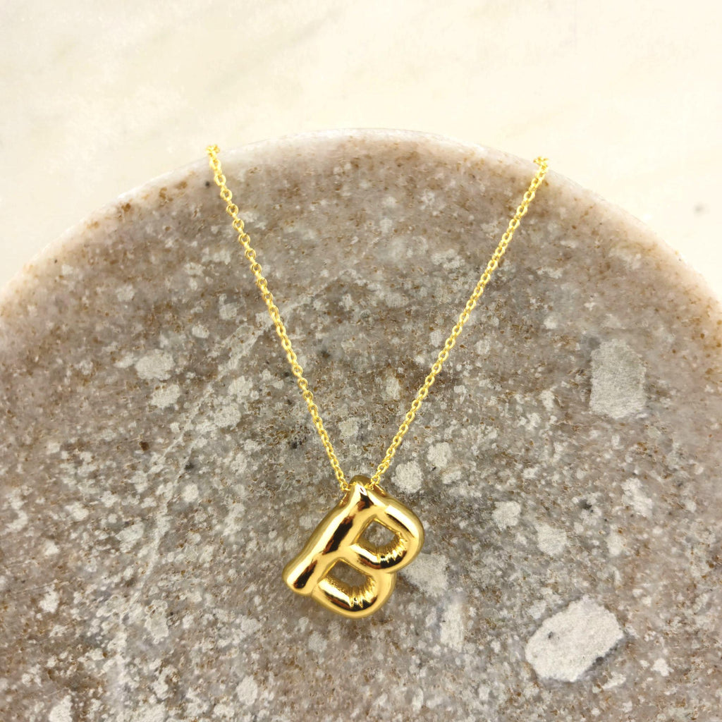Balloon Initial Pendant, 14k Gold Filled Letter Necklace, Personalized Jewelry Gift