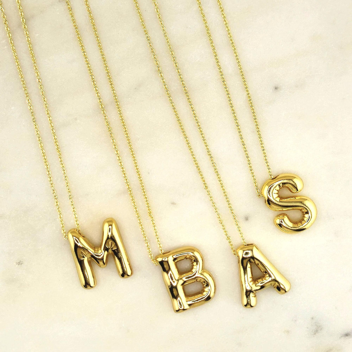 14k Gold Plated Bubble Letter Necklace: Personalized Initial Charm