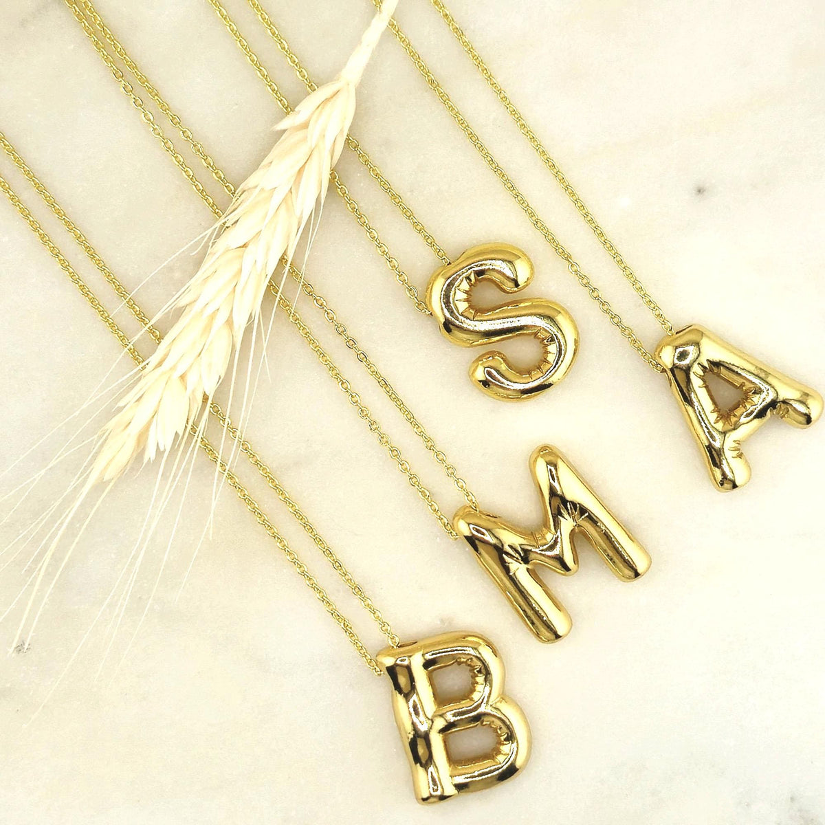 14k Gold Plated Bubble Letter Necklace: Personalized Initial Charm
