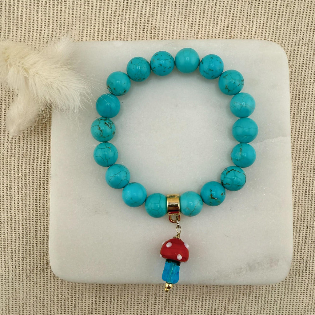 Personalized Gemstone Bracelet with Charm: Handmade Crystal Jewelry