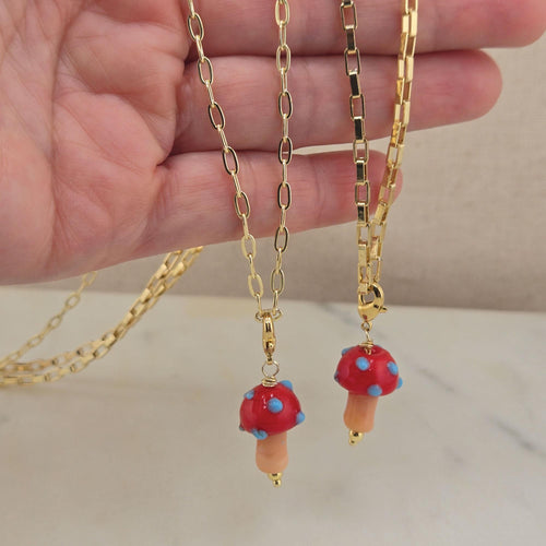 14K Gold-Plated Mushroom Necklace or Bracelet: Cottagecore Jewelry