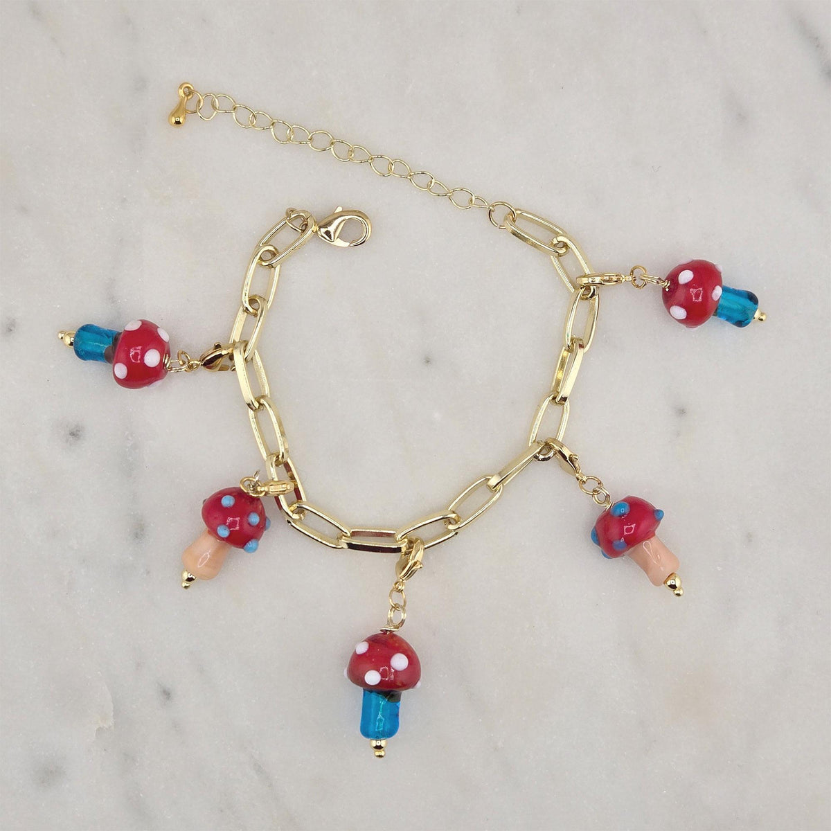 Gold Mushroom Charm Necklace  Bracelet Cottagecore Nature Jewelry Boho Dainty Gift for Her
