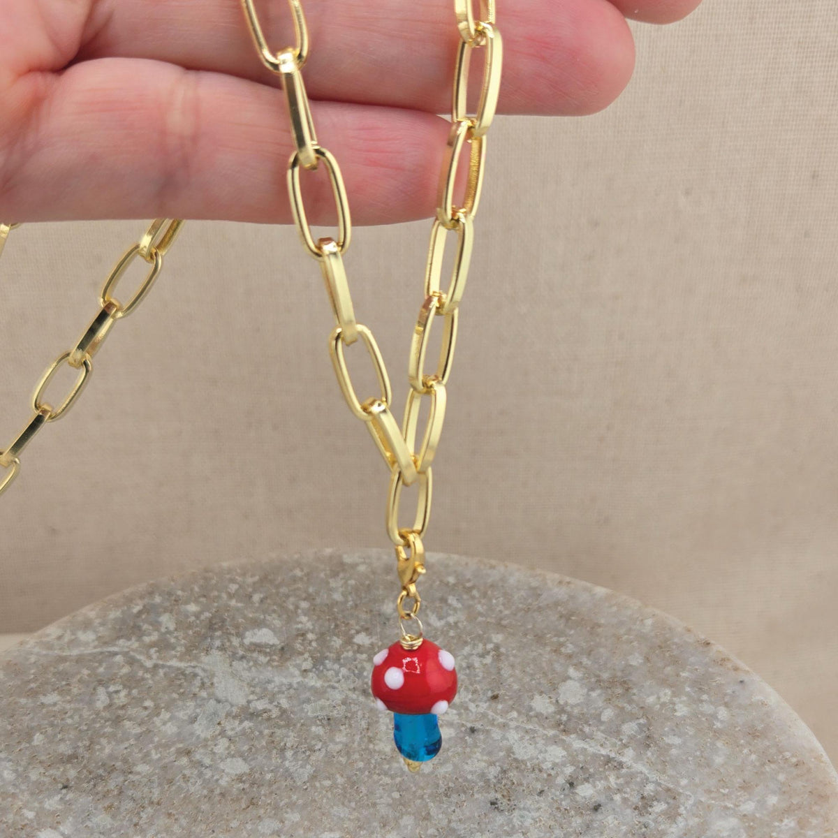 14K Gold-Plated Mushroom Necklace or Bracelet: Cottagecore Jewelry