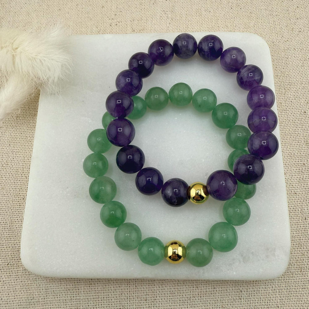 Personalized Gemstone Bracelet with Charm: Handmade Crystal Jewelry