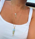 14k Gold Plated Turquoise Enamel Articulated Fish Necklace Satellite Dainty Chain Ocean Beach Boho Jewelry Unique Sea Life Gift
