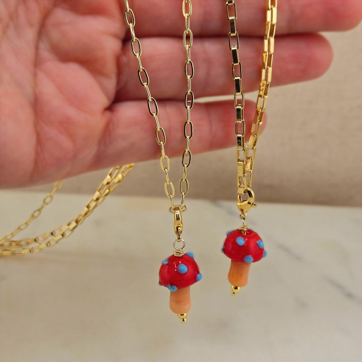 Gold Mushroom Charm Necklace  Bracelet Cottagecore Nature Jewelry Boho Dainty Gift for Her