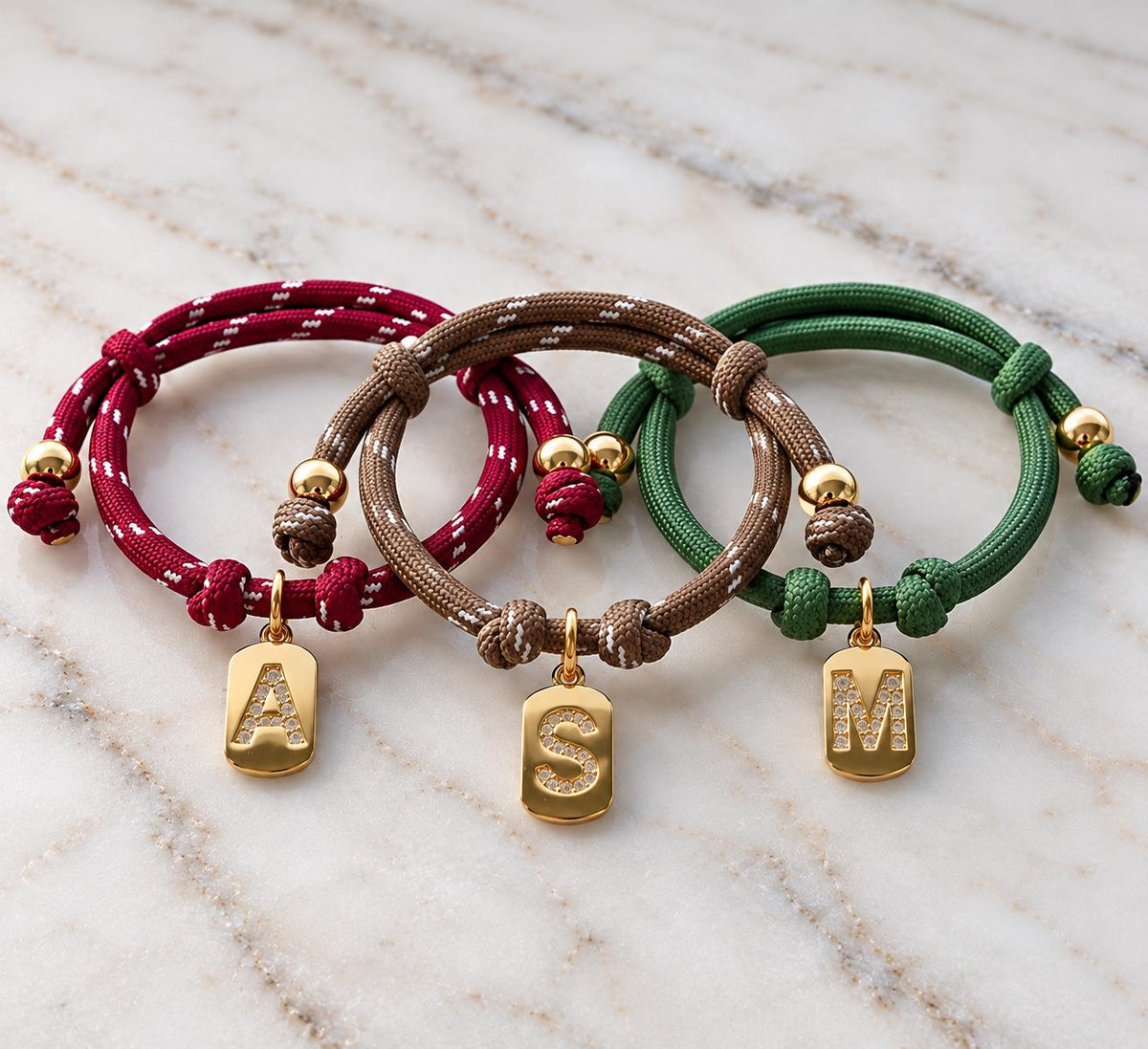 Custom Initial Cord Bracelet, Dainty Gold Tag, Adjustable Minimalist Jewelry